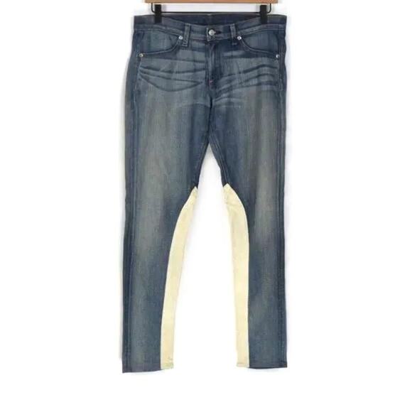 Rag & Bone Heathway Denim jeans Size 27 with lamb leather panels - Picture 1 of 10